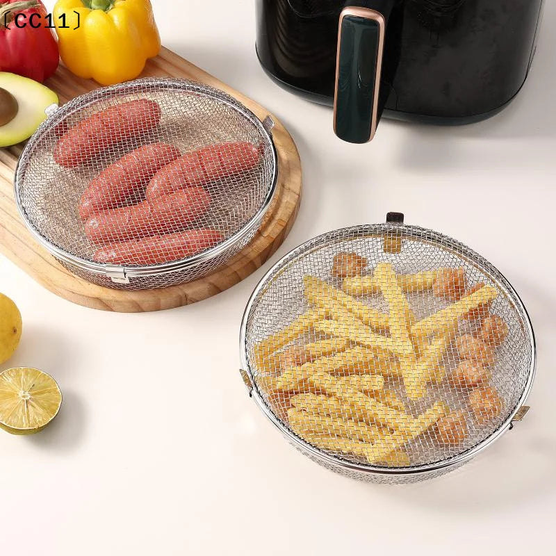 304 Stainless Steel Airfryer Basket Quickly Drain Oil Rust-proof Qme
