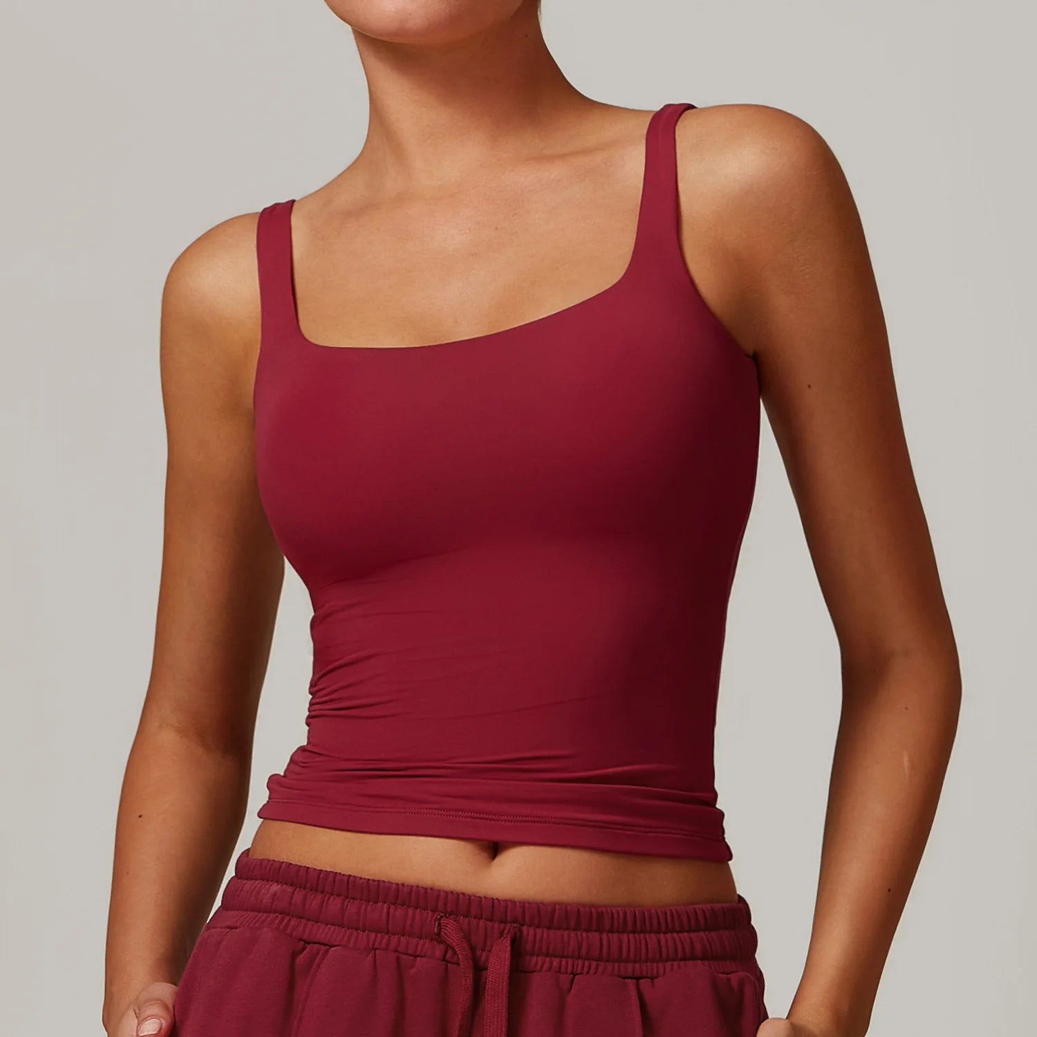 B Summer Women's Workout Yoga Tank Top Quick-Dry Gym Sports Vest Female Running Tight Top Women U-Back Fitness Underwear Qme Cherry red S