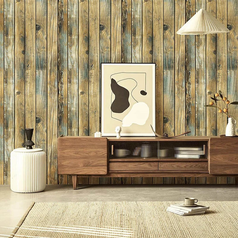 Distressed Wood Wallpaper Self-adhesive Vinyl Peel Stick Contact Qme