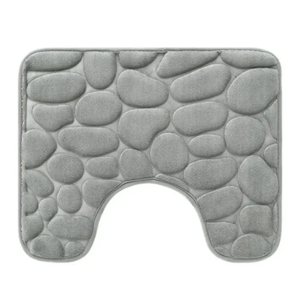 U-shaped Bathroom Mat Pebble Pattern Floor Home Entrance Carpets Qme