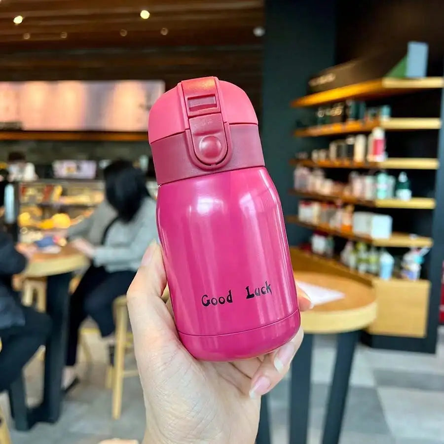 200 Lucky Mini Vacuum Cup Stainless Steel Bottle Cold Beverages Qme Rose red 200ml 201-300ml