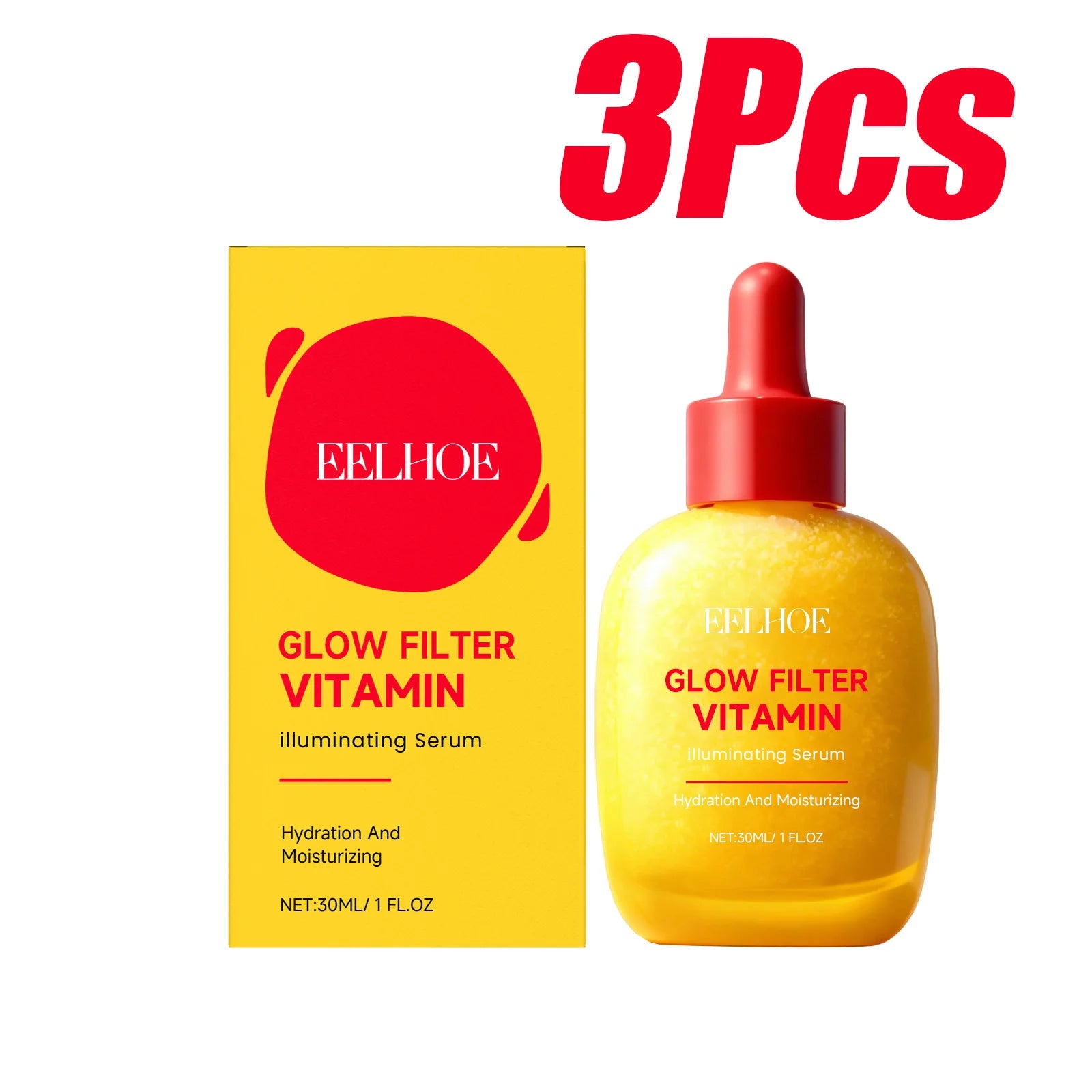 Vitamin C Illuminating Serum Brightening & Hydrating Facial Serum Even Skin Tone Soothes Dryness Daily Skincare Glowing Essence Qme 3 x 30ml Boxed