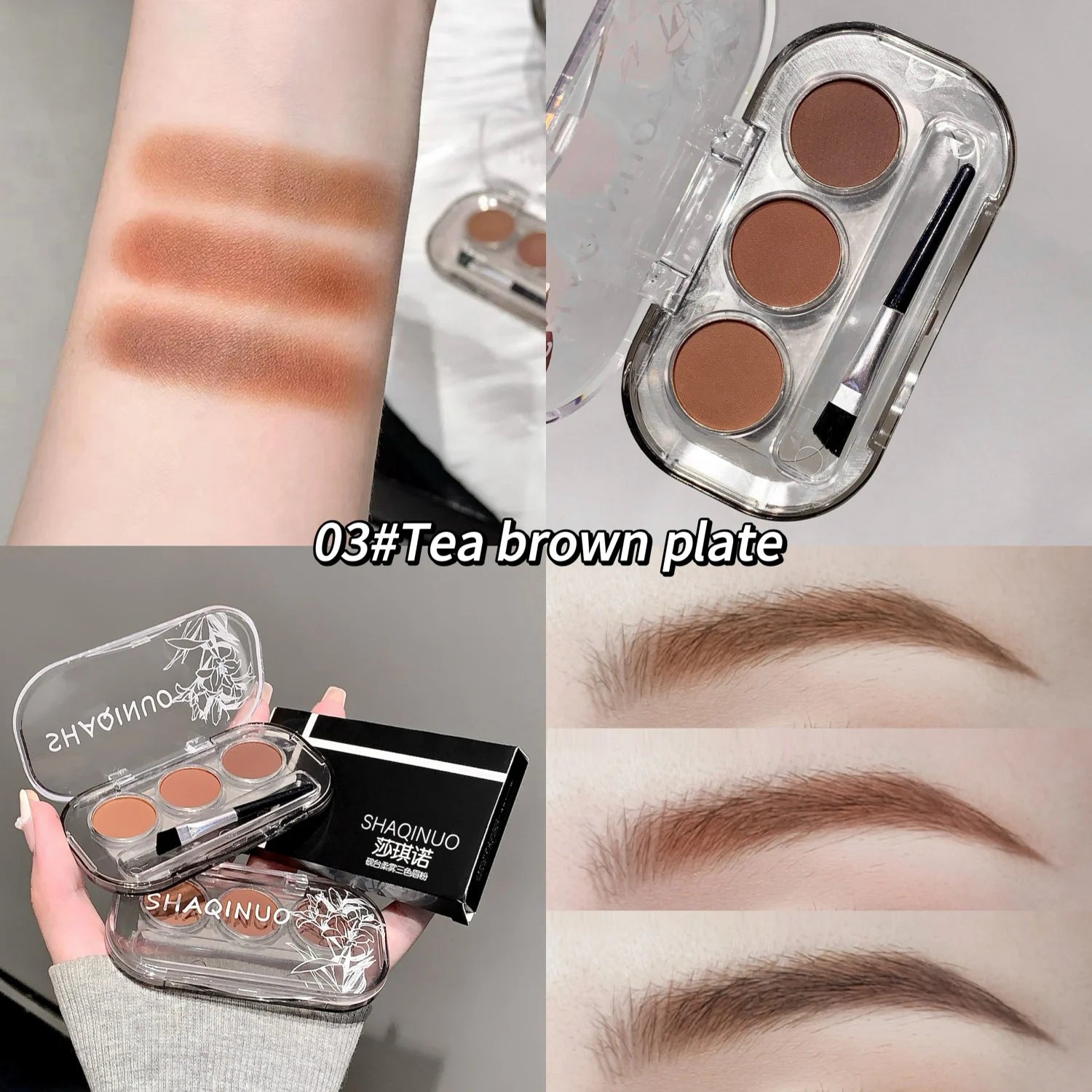 SHAQINUO 3-Color Eyebrow Powder Waterproof Sweatproof Long-lasting Qme N1010-03