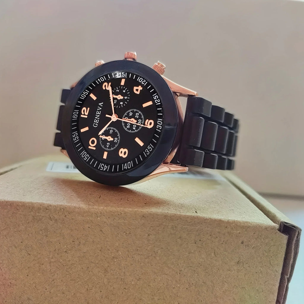 Stylish Round Pointer Quartz Watch, Triple Dial Silicone Watchband Sports Wristwatch For Women And Men, Ideal choice for Gifts Qme