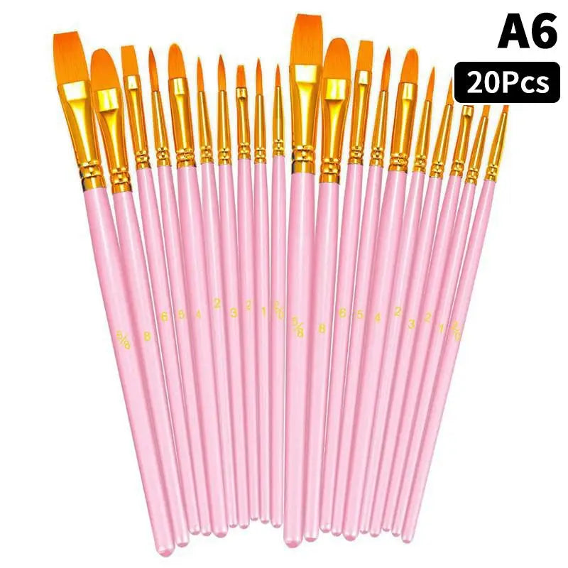 Detail Painting Brushes Professional Round Flat Nylon Hair Watercolor Qme A6