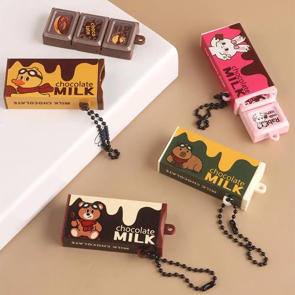 Fidget Toy Decompression Simulated Chocolate Stress Relief Keychain Qme