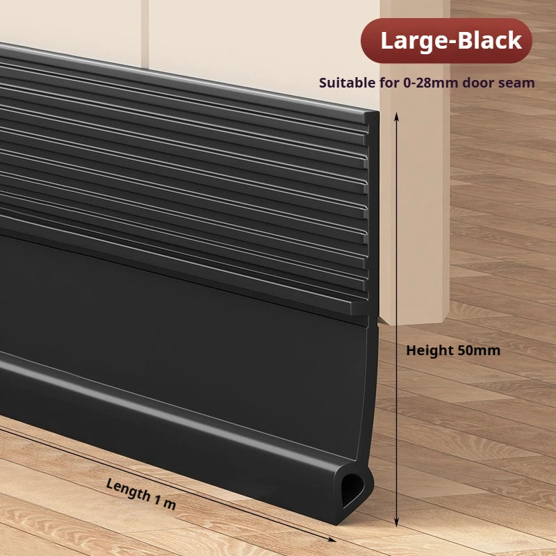 1M Self-Adhesive Windproof Door Bottom Seal Strip Double Dustproof Free-Cutting TPE 4 Colors Under Door Weatherstrip Qme L black 1M