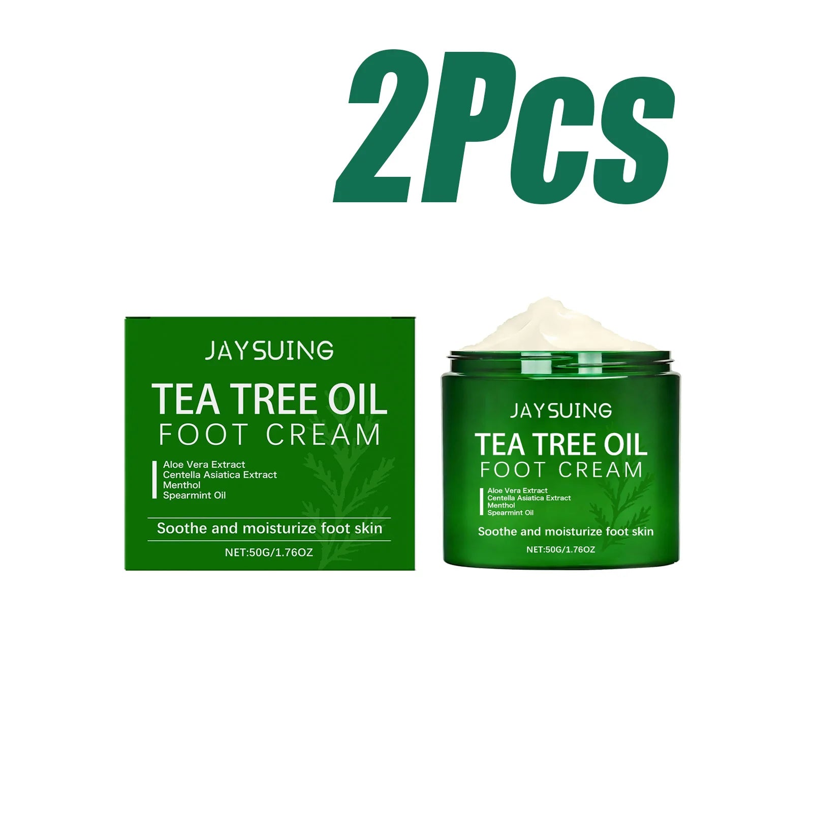 Tea Tree Oil Foot Cream for Dry Cracked Feet Rough Heels Soothing Moisturizing Nourishing Cream Refreshing Non-Greasy Daily Foot Qme 2Pcs