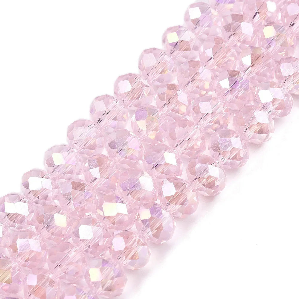 Pandahall 20strands Glass Multicolor Beads AB Plated Faceted 8x6mm