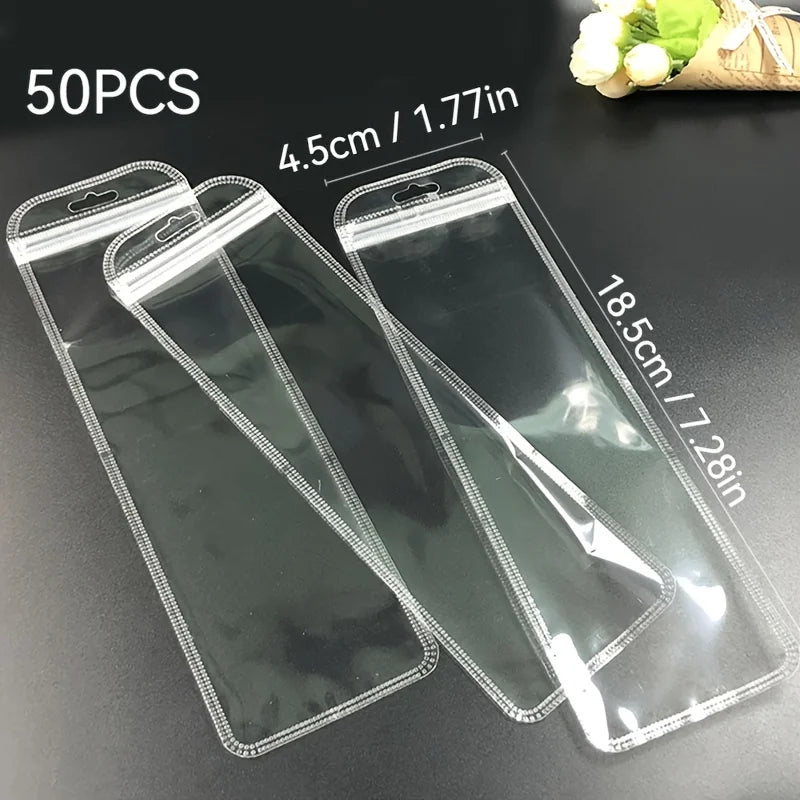100pcs Self Sealing Bag With Hanging Hole, Reusable Zipper Storage Lock, Plastic Hanging Bag For Packaging Jewelry Decoration Qme