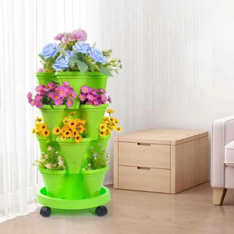 Multi-layer Strawberry Planter Tower Home Garden Vertical Stackable Qme