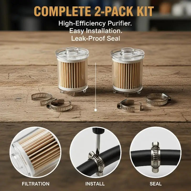 2Sets 5 Universal Fuel Filters 8 Hose Clamps Gas Inline Filter Qme