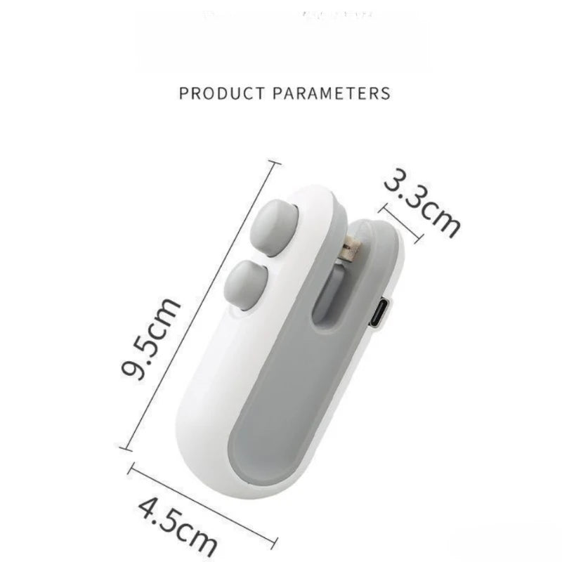 Mini Sealing Machine USB Rechargable Heat Sealer Storage Bag Plastic Package Food Sealer Clip Bag Handheld Food Heat Sealer Qme
