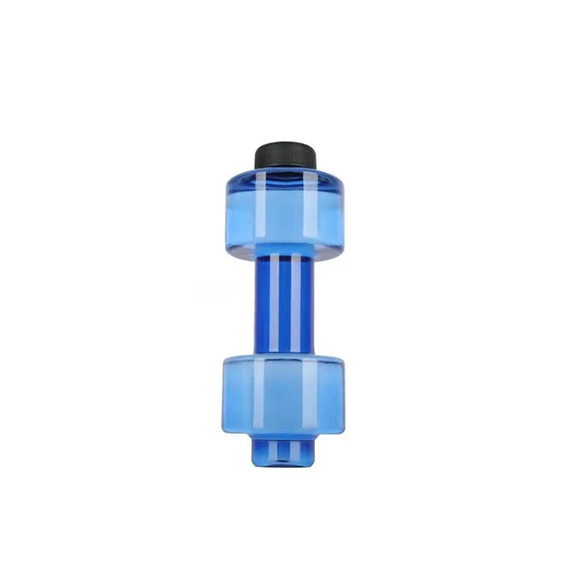 Dumbbell Shaped Sport Water Bottle Kettle PET Outdoor Unbreakable Qme Blue