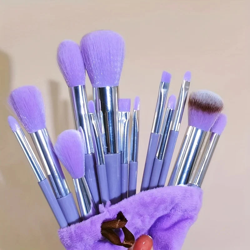 Purple Makeup Brushes Storage Bag Sponge Eyeshadow Concealer Qme