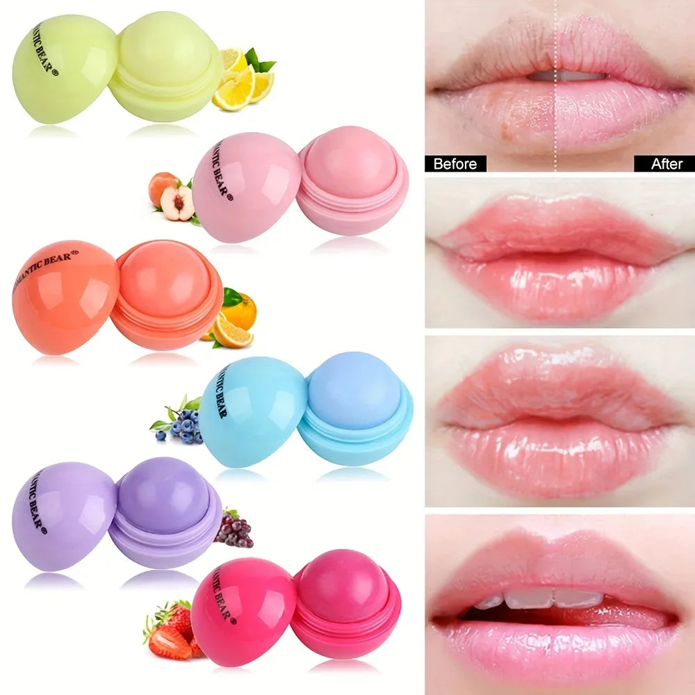 Cute Ball Shaped Lip Balm Hydrating Soothing Long-lasting Plumper Qme