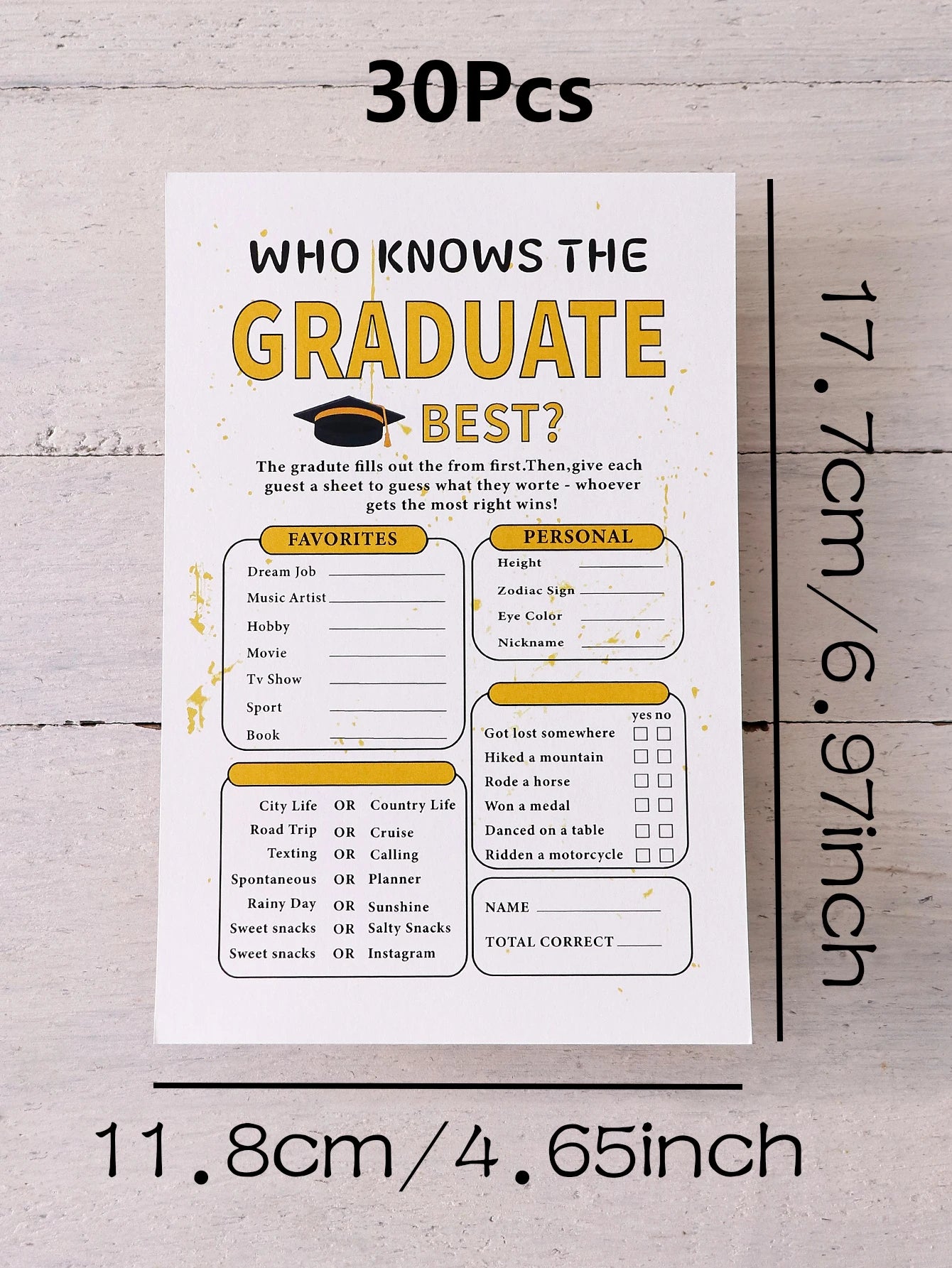 5-50Pcs Yellow Graduate Game Card Graduation Season Creative Gift Tabletop Game for Students Grad Celebration Supplies Qme White-30Pcs