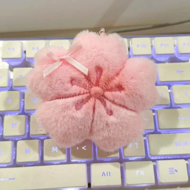 2026 New Cherry Blossom Series Plush Doll Pendant Kawaii Pink Flower Car Keychain Gift For Cute Girlfriend Bag Decoration Qme A2