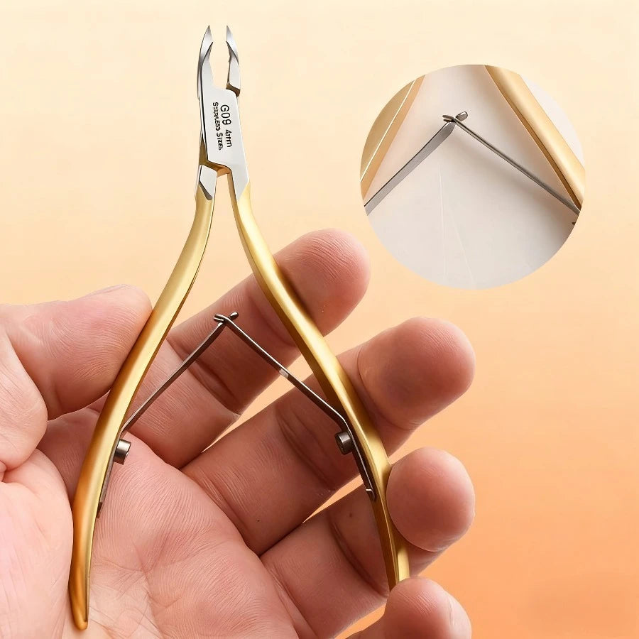 Golden Cuticle Care Tools Clipper Hands Feet Keratin Pusher Stainless Qme
