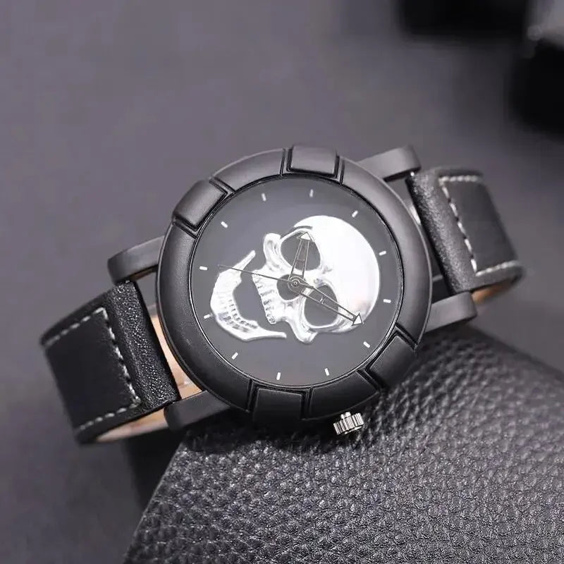 Fashion Mens 3D Skull Casual Quartz Wristwatch, Sports Watch Qme