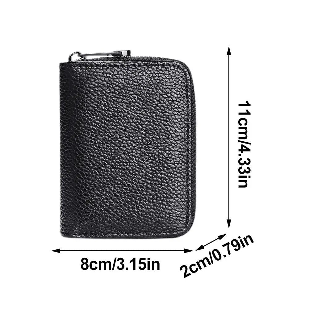 Multi Slot Card Holder Vintage Small Wallet Women Men Business Bank Credit Card Bag Male Coin Pouch Solid Leather Zipper Wallet Qme