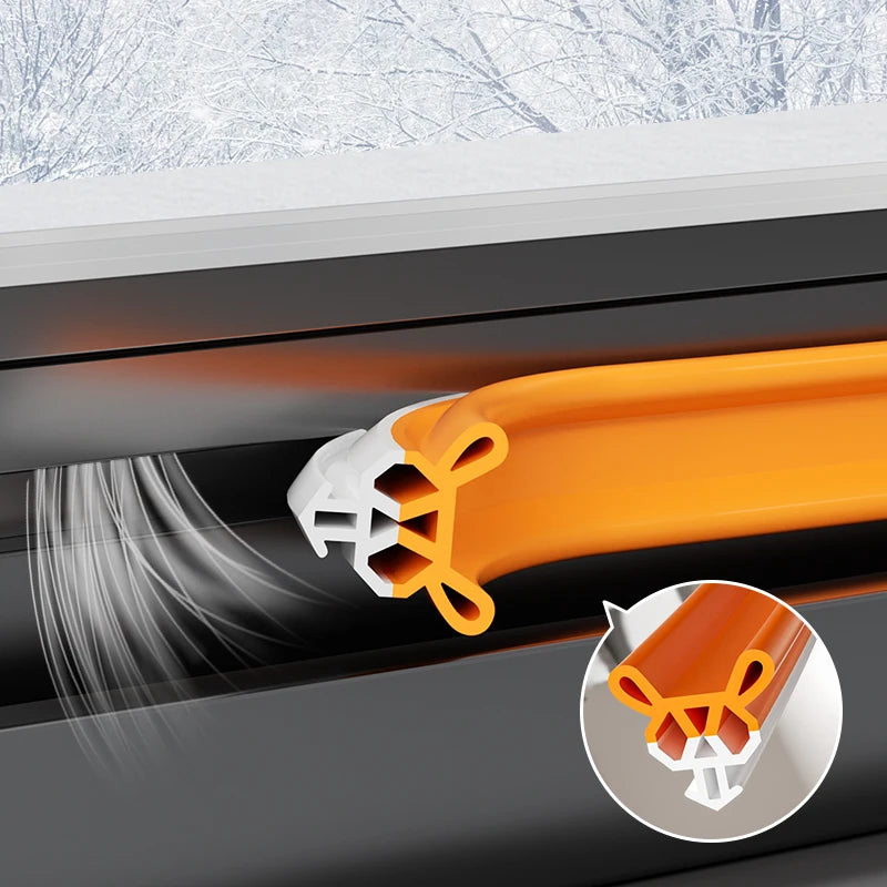 4M Plastic Steel Window Sealing Strip Flexible TPE Window Gap Insulation Weatherstrip Bilateral Windproof Dustproof Strip Qme