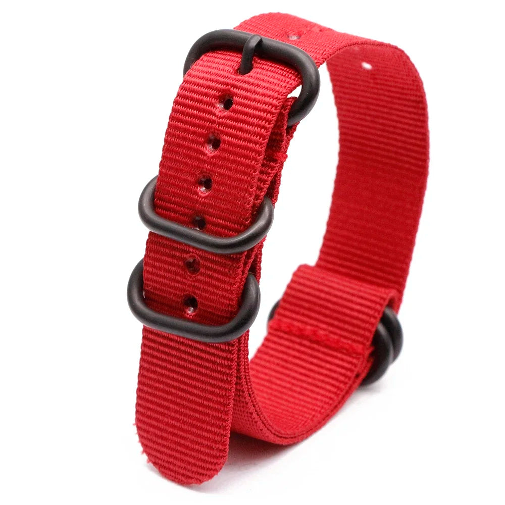 Army Nylon Watch Strap Sport Replacement Wristband Black Ring Buckle