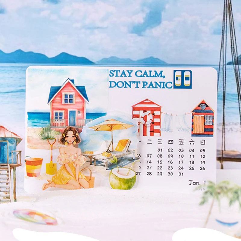 Vacation Girl & Scenery PET Sticker Pack, Journal Collage Decor, Toppa Decoration, Gift Wrapping & Multi-Purpose Stickers Qme