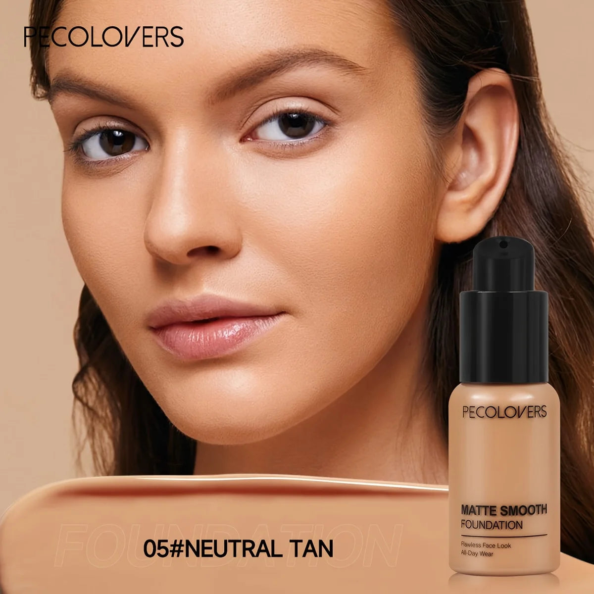 PECOLOVERS Matte Finish Liquid Foundation - Oil-Control, Waterproof, Full Coverage Concealer for All Skin Tones Qme 05