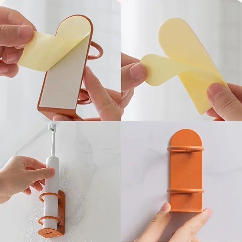 wall mounted toothbrush holder, no drilling required, durable material, shaver holder storage rack, toothbrush storage rack Qme