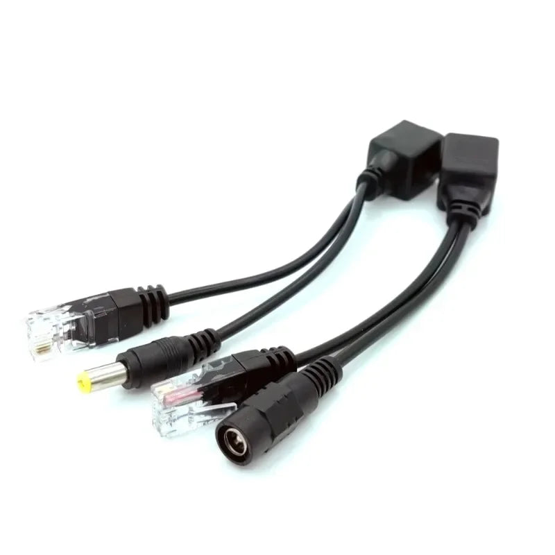 5pcs POE Spliter Waterprrof With Video And Power Adapter Cable RJ45 12V-48V Supply Module Injector for IP Camera Extender Qme 5 pair black