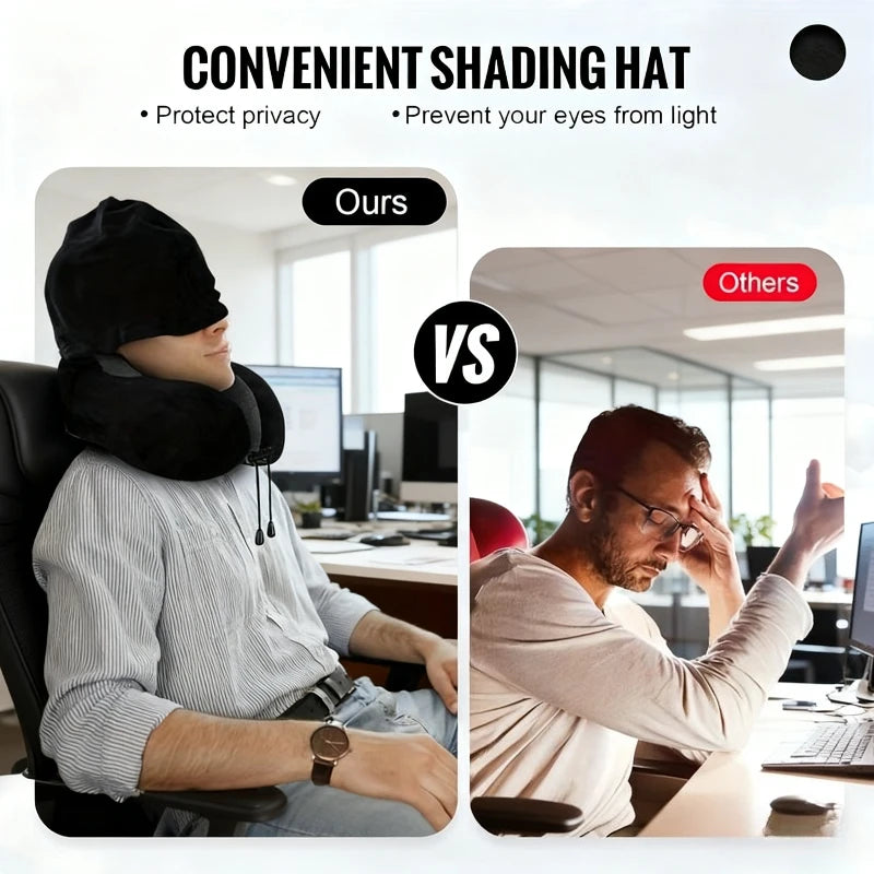 Adjustable Hooded U-shaped Neck Pillow Car Travel Outdoor Use Qme