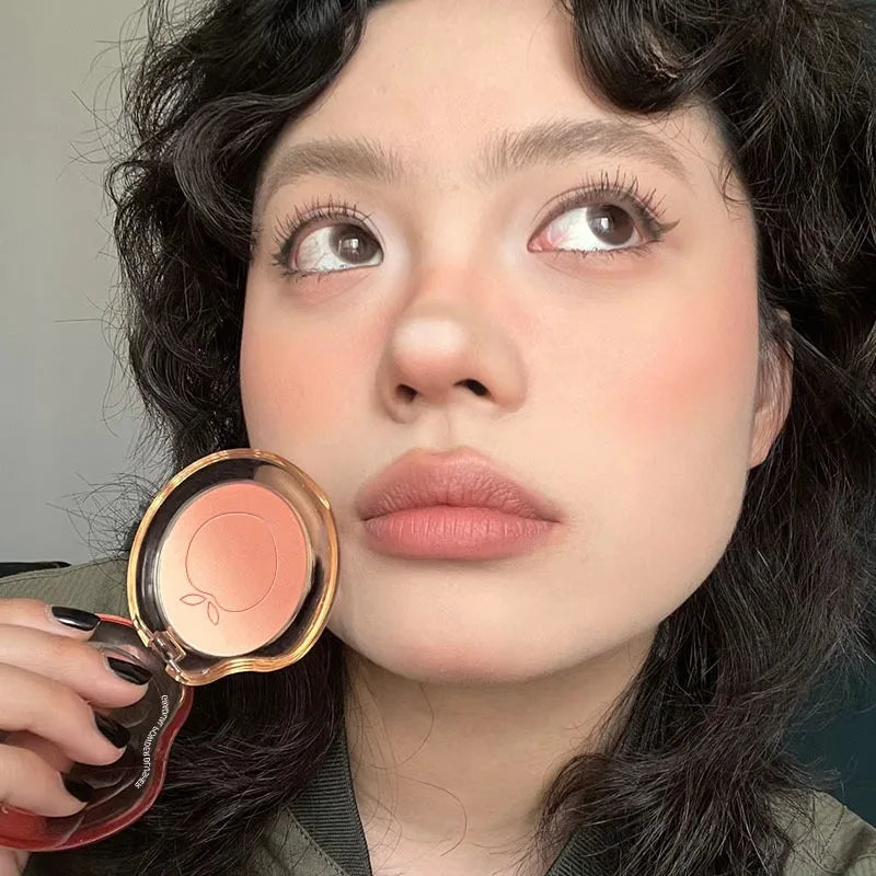 Peach Pink Blusher Matte Purple Cheek Tint Blush Makeup Lasting Brighten Facial Silky Smoothness Rouge Powder Palette Cosmetics Qme