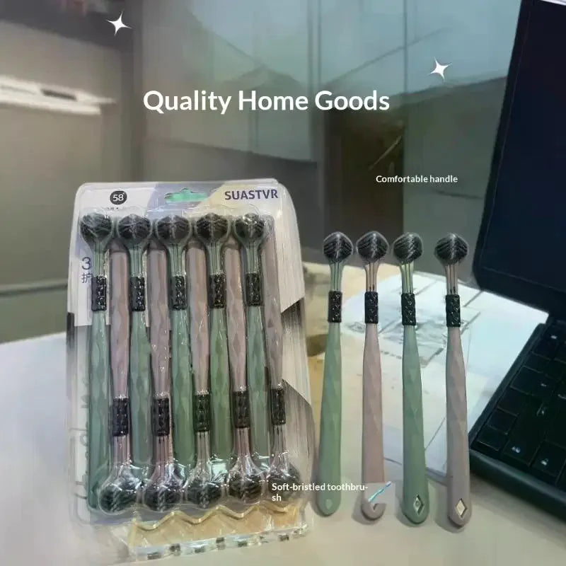 Three-sided Soft Bristle Toothbrush Ultra Fine Bristles Gentle Qme