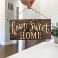 Rustic Home Sweet Wall Hanging Decor Wood Art Plaques Sign Door Sign for Home Living Room Front Door Decor Qme M