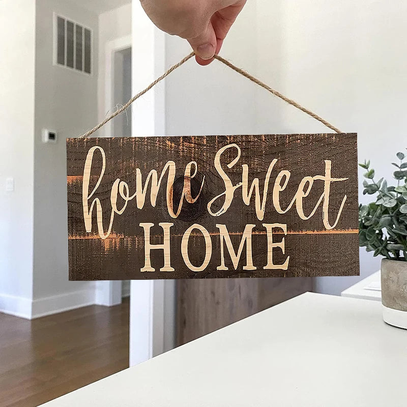 Rustic Home Sweet Wall Hanging Decor Wood Art Plaques Sign Door Sign for Home Living Room Front Door Decor Qme M