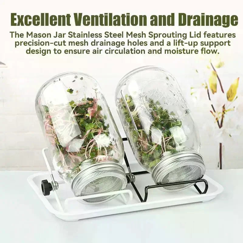 Sprouting Lids For Wide Mouth Jars 304 Stainless Steel Sprout Lids With Fine Mesh Reusable Seed Sprouting Kit for Healthy Food Qme