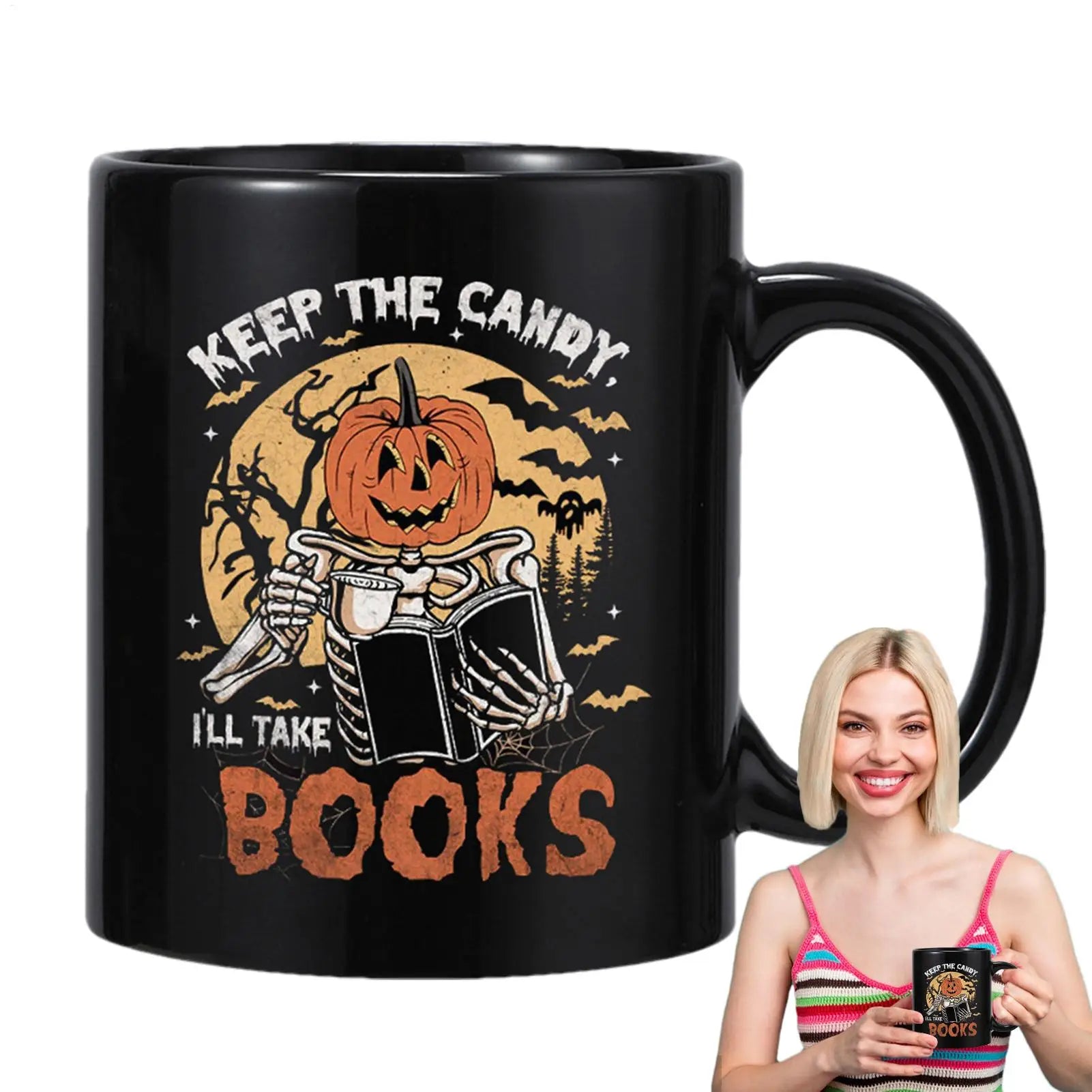 Halloween Coffee Mug Pumpkin Ceramic Spooky Teapot Water Cup Fall Qme