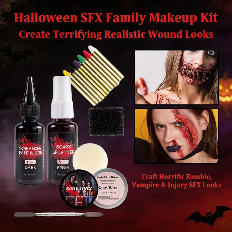 Halloween SFX Makeup Scar Wax Fake Blood Spray Face Paint Sticks Qme