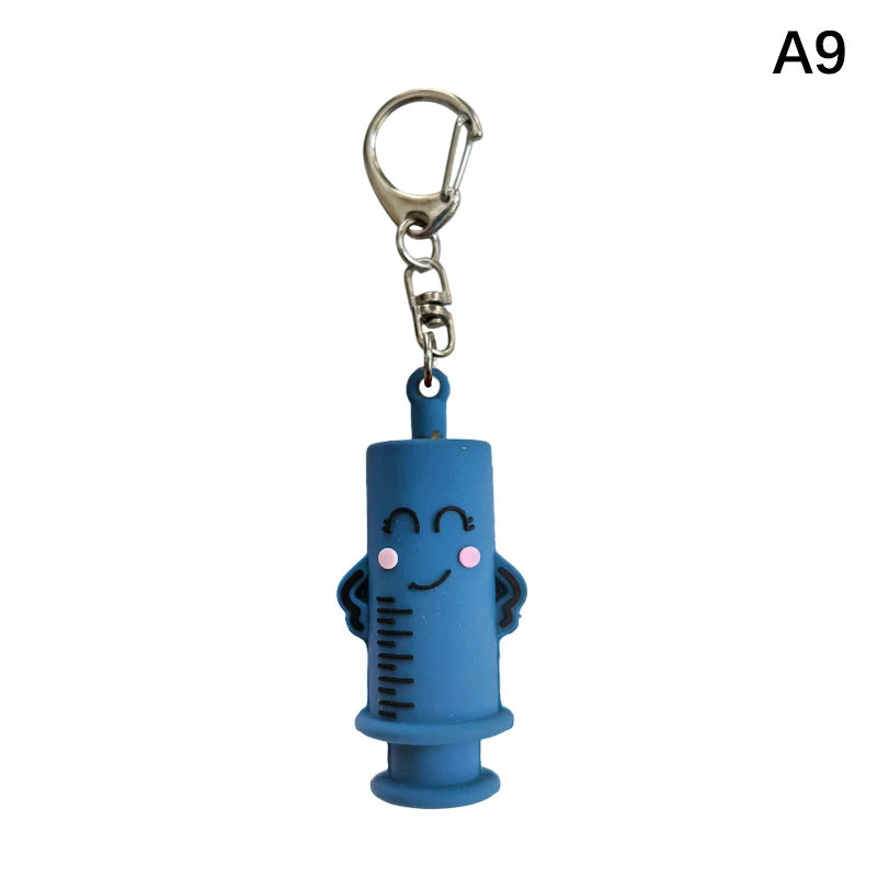 Syringe-shaped Ampoule Bottle Opener Keychain Rubber Cutter Aid Qme A9
