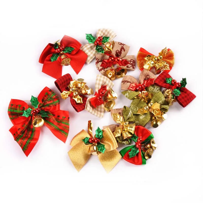 85-36mm Bow Shape Christmas Style Appliques For Clothing Hat Home Decorative Accessories Personalized Holiday Supplies cp3829 Qme 13pcs 85-36mm