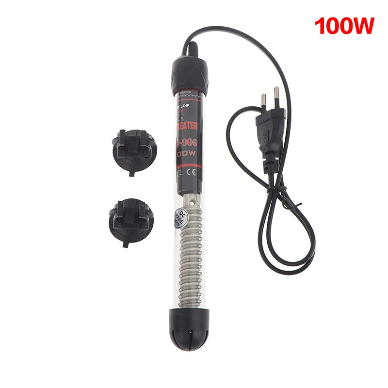 EU Plug Adjustable Temperature Thermostat Heater Rod Glass Aquarium Heater 25-300W Submersible Fish Tank Water Heating Rod Qme EU 100W