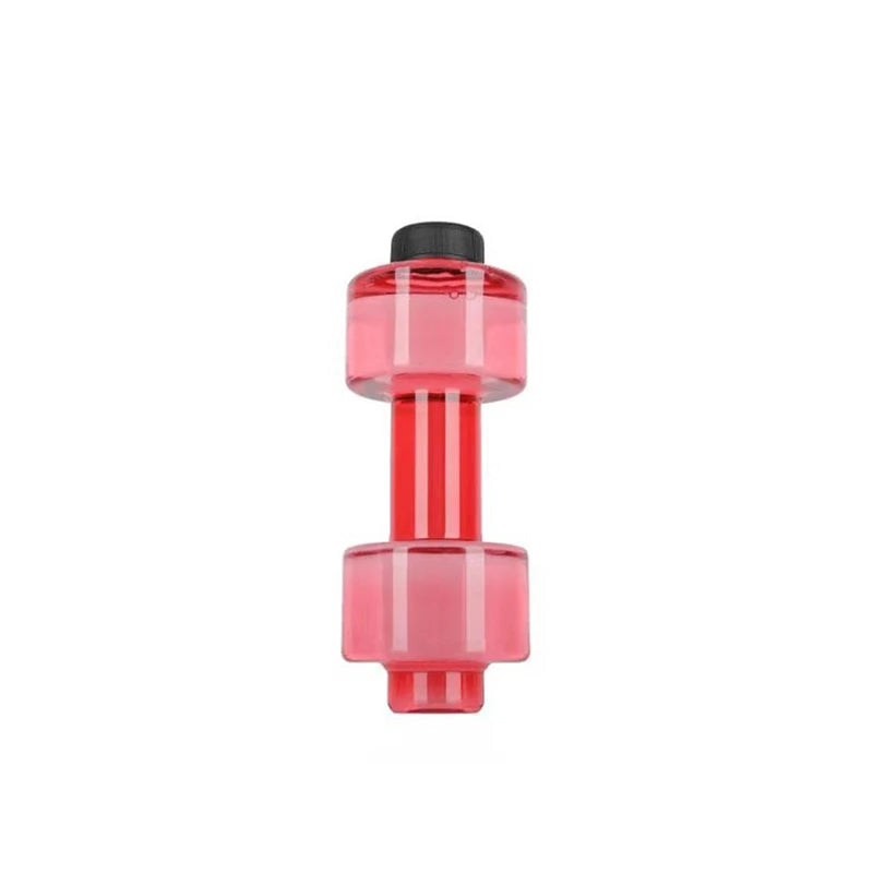 Dumbbell Shaped Sport Water Bottle Kettle PET Outdoor Unbreakable Qme Pink