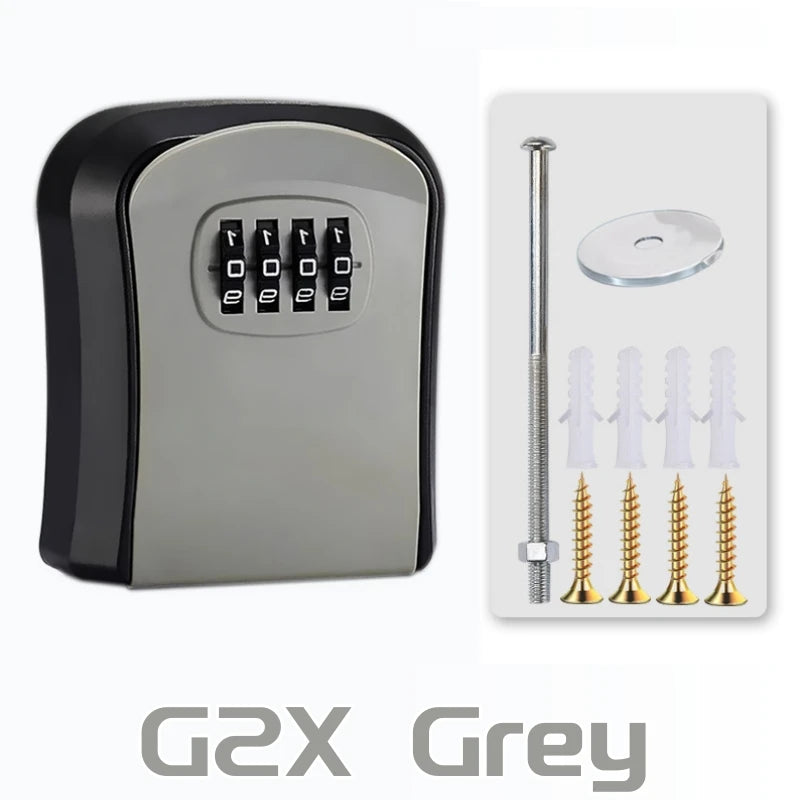 Key Lock Box 4 Digit Password ABS Security Anti-theft Durable Wall Mounted Password Key Box for Home or Office Key Safe Storage Qme G2X Grey