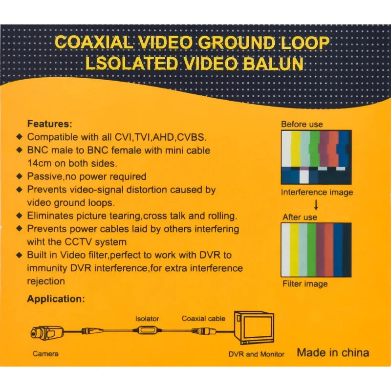1PCS Passive Video Coaxial Anti-interference Filter Amplifier Surveillance Camera Ground Loop Transmission Isolator Qme