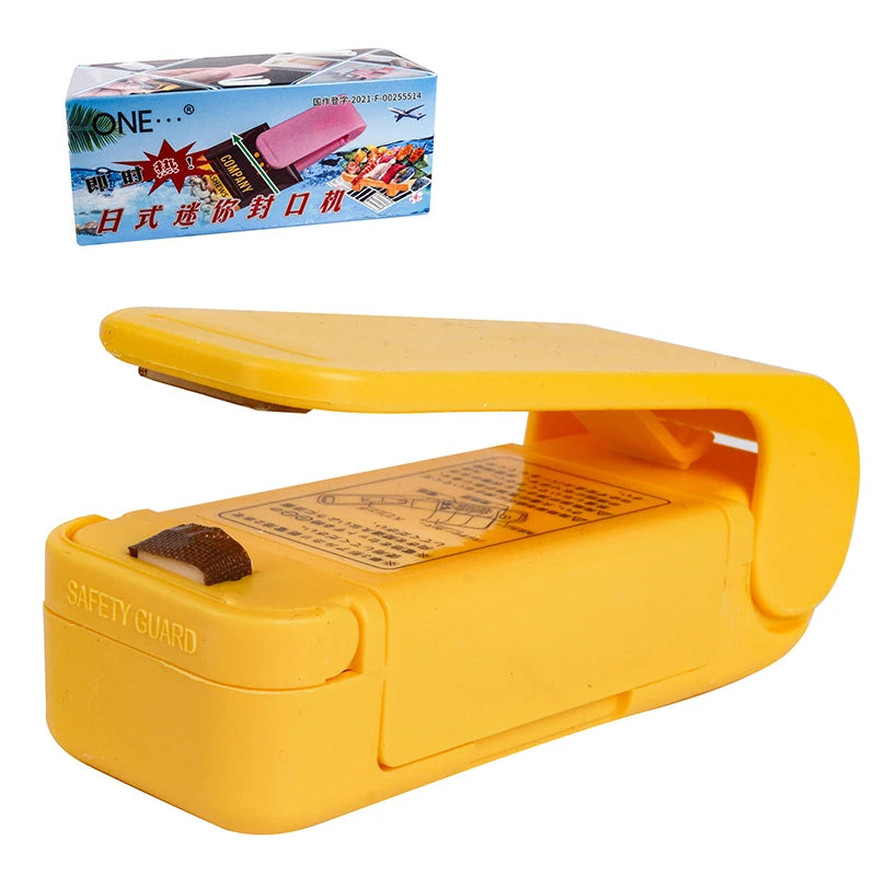 Plastic Food Bag Hand Pressure Heat Sealing Machine Kitchen Tools Qme Yellow