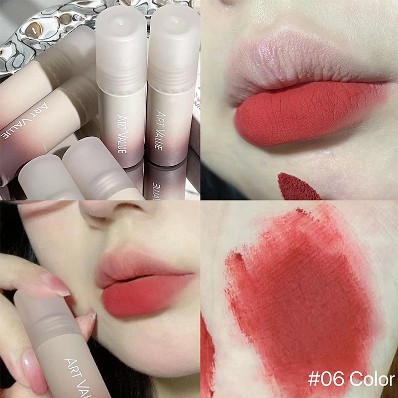 Sexy Long Lasting Velvet Matte Lip Gloss Liquid Lipstick Lip Makeup Women Beauty Red Nonstick Cup Waterproof Lip Gloss Tint Qme