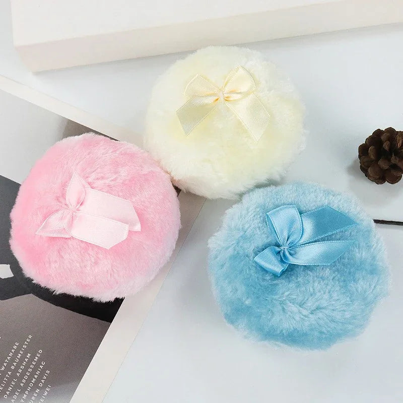Plush Makeup Puffs Professional Bowknot Round Cosmetic Soft Fluffy Qme