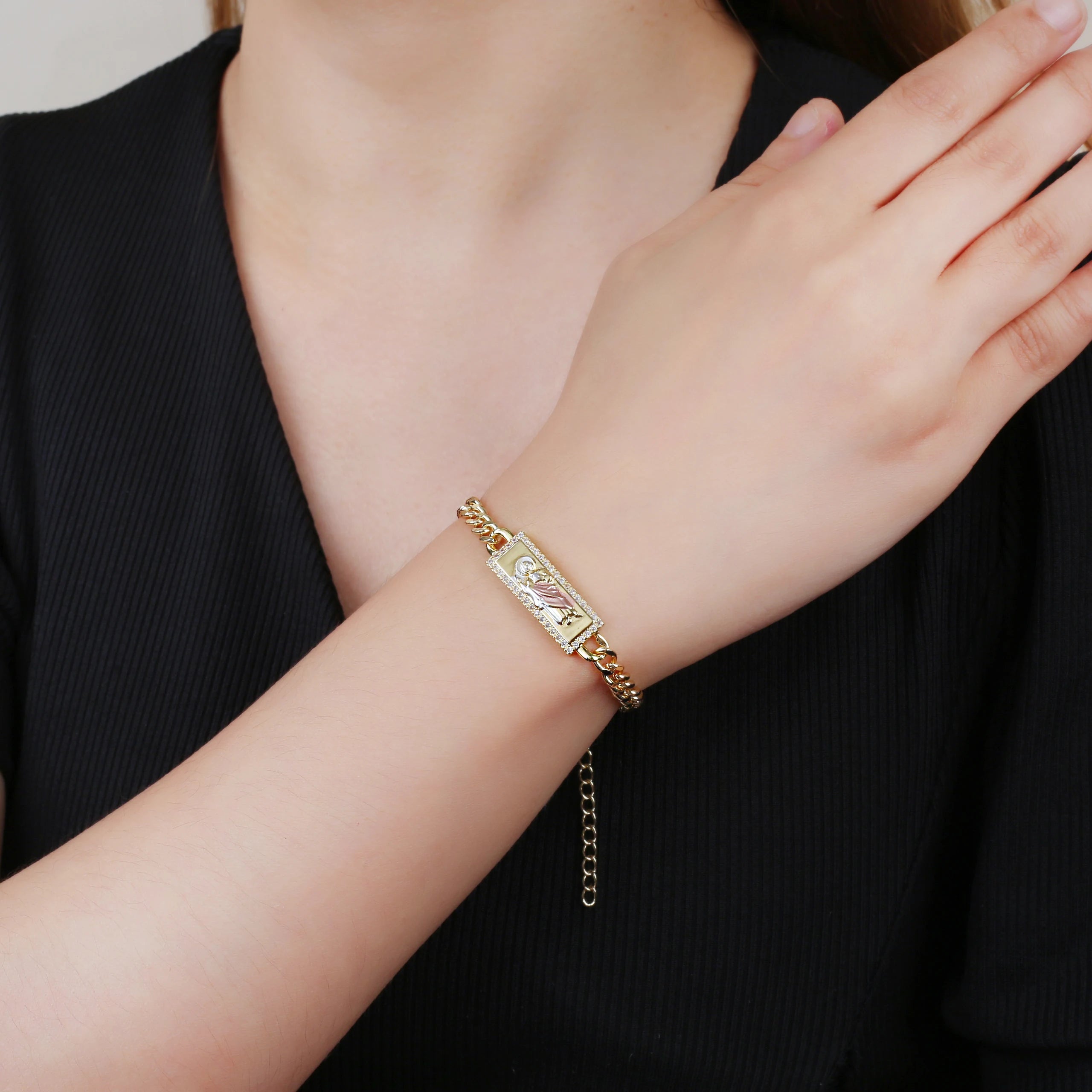 5 Styles Classic St. Jude Bracelet Copper Plated 18k Gold Adjustable Bracelet For Man Woman Party Daily Wear Religious Jewelry Qme