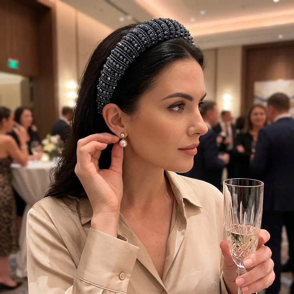 Luxury Elegant Baroque Crystal Headband Beads Blingbling Sponge Qme